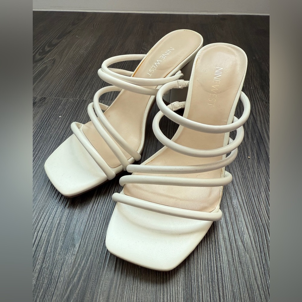 Nine West Cream Strappy Heels 6.5 women